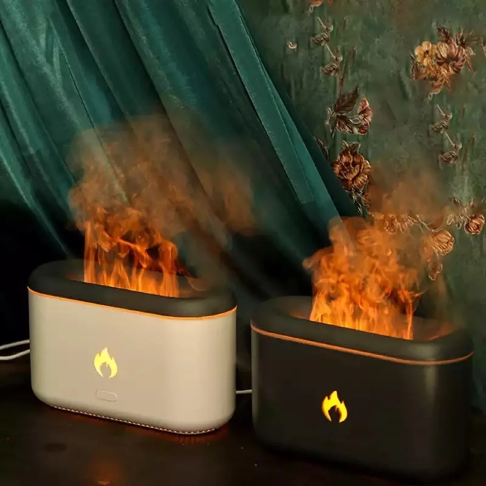 300ML USB Essential Oil Diffuser Simulation Flame Aroma Diffuser /white